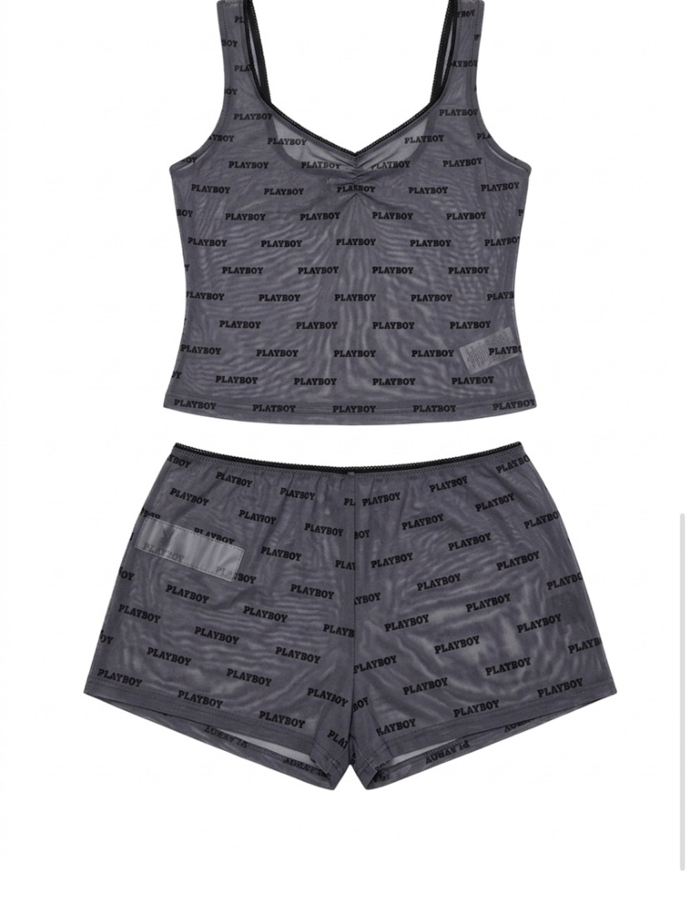 Playboy Intimates Mesh Cami Tank Top and Shorts Matching Lounge Pajama